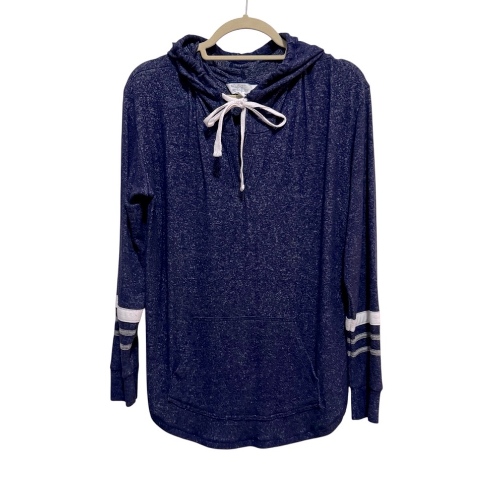 Market & Spruce Royal Navy Blue Hooded Knit Top Size L